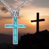 Grmdit Cross Necklace with Crown 925 Sterling Silver Turquoise Cross