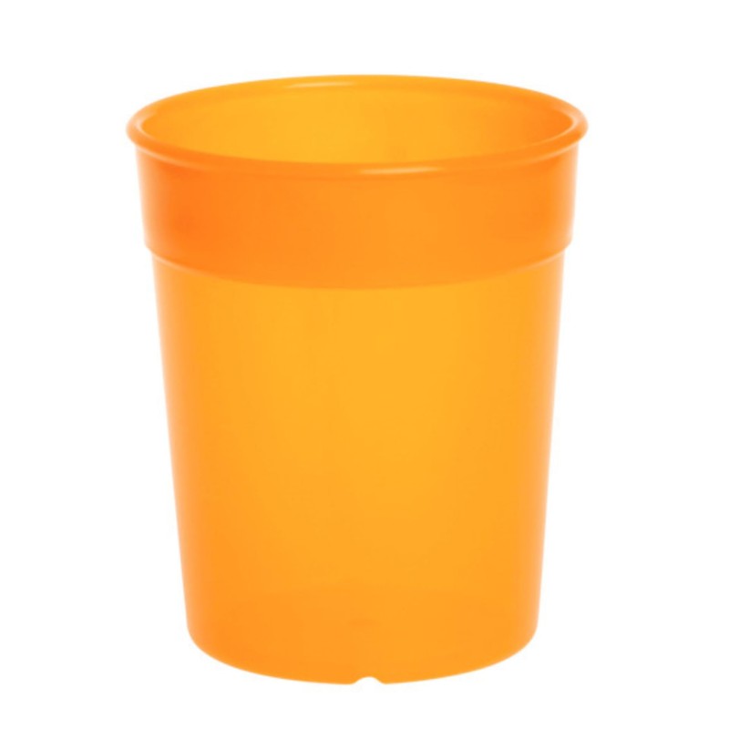 AIOS Dishwasher Safe Stackable Neon Orange Plastic Cups/Beakers/Tumblers 250ml (Set
