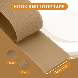 Coyote Tan 4 Inch x 3 Yd Hook and Loop Tape Non-Adhesive Nylon Interlocking Fabric Tape Strips Wide Sewing Fasteners Thick Strong Grip Roll for Military Form Bags Clothes Shoes Backpacks DIY Craft