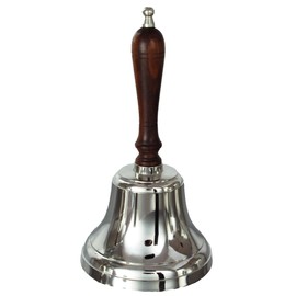 Buckingham Solid Nickel Plated Hand, Dinner, Reception, School, Last Order, Library Bell, Pub Bell-13 cm, Brass, Silver, 13 x 13 x 25 cm