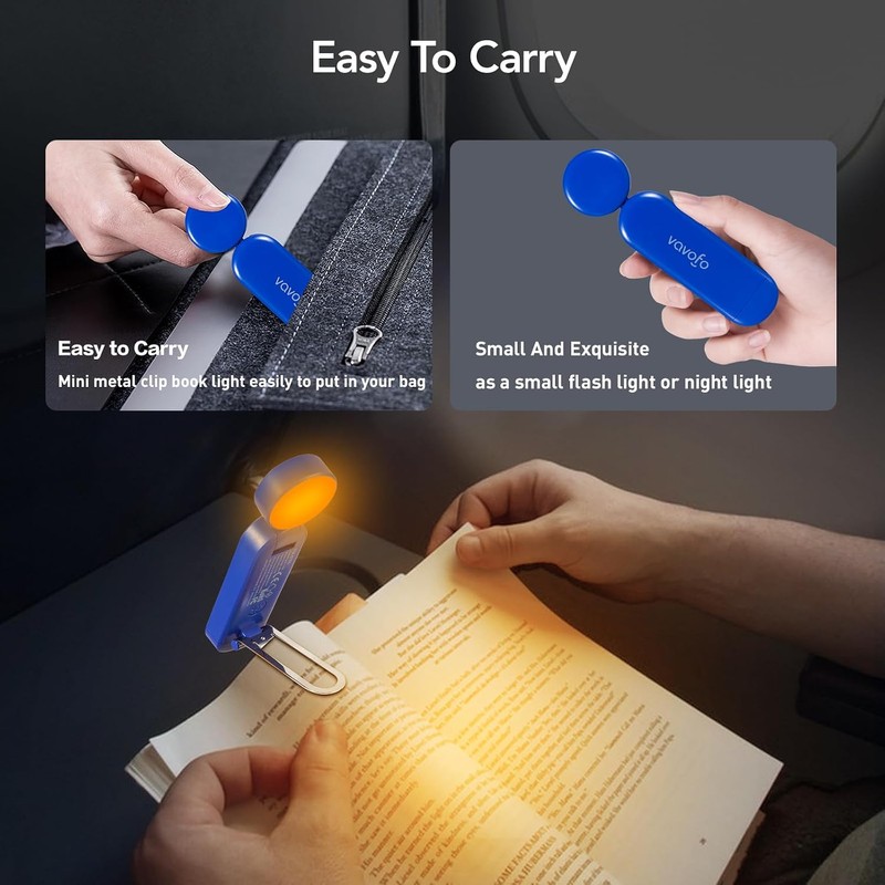 Luz de Libro Recargable USB VAVOFO KM-6776 con Bloqueo de