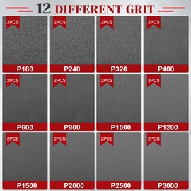 Sanding Sponge Set, 24 Pieces Grain P180 - P4000 Sanding Block, Wet and Dry Sanding Paper for Metal Wood Furniture Model Making Polishing