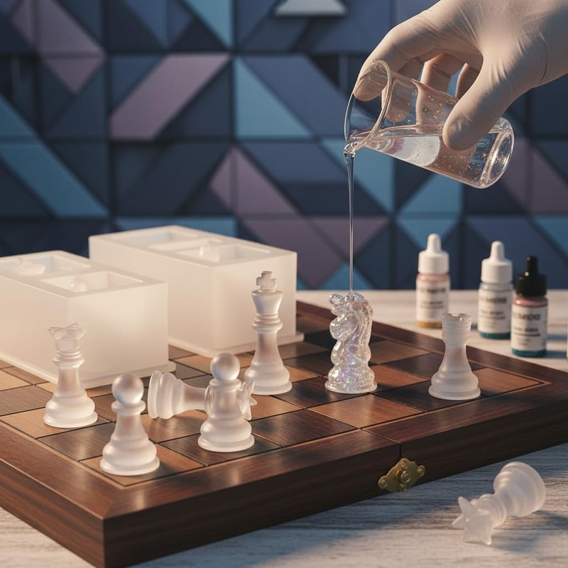 1 Set Chess Mold for Resin Silicone Chess Resin Mold