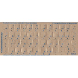 Canadian-French Blue Characters Keyboard Stickers Labels Overlays - QWERTY -