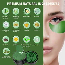 Qyiywim Parches Para El Contorno De Ojos(70 Unidades) Parches De Té Verde Para Tratar La Hinchazón De Los Ojos, Mascarillas Para Ojeras E Hinchazón, Mascarilla Para El Cuidado De La Piel Del Contorno