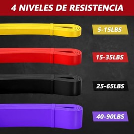 Bandas de Resistencia Profesional Set 4 PCS, Ligas Elásticas Multifuncionales para Gimnasio, Fitness, Ejercicio en Casa, Sentadillas, Pilates, Estiram