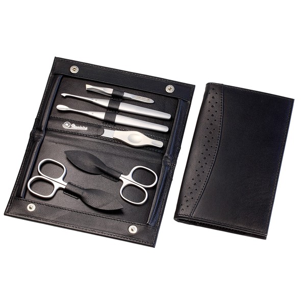 HK Manicure by Hans Kniebes - 6-Piece Manicure Set with Nail Scissors, Cuticle Scissors, File, Tweezers, Skin Knife and Skin Squeezer