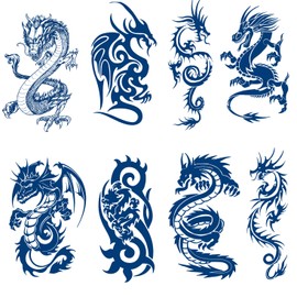 Fake Realistic Totem Tattoos, 8-Sheet Plant-Based Ink Animal Tattoos Tattoo Stickers, 2 Weeks Long Last Waterproof Semi-permanent Temporary Tattoos for Adults Men Women Girls Kids