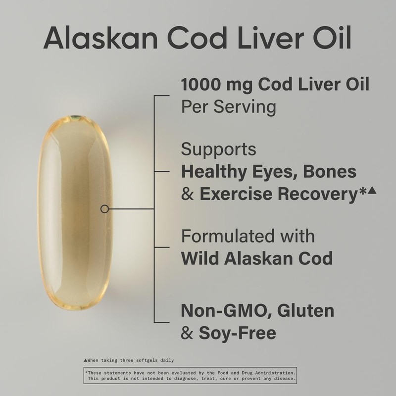 Sports Research® Omega-3 Wild Alaskan Cod Liver Oil 1000mg with