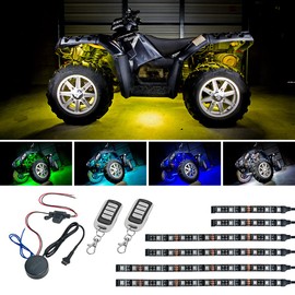 LEDGlow 6pc Advanced Million Color LED ATV UTV Quad 4x4 Accent Underlow Light Kit - 15 Solid Colors - 6 Patterns - Multi-Color Flexible Strips - Includes Waterproof Control Box & 2 Wireless Remotes
