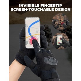 KEMIMOTO Outdoor Gloves Men's Tactical Gloves Touch Screen Breathable Full Finger Gloves for Work, Hiking, Hunting and Security