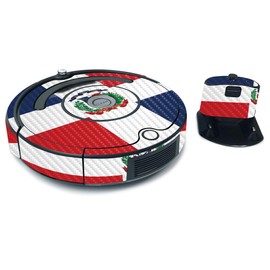 MightySkins Carbon Fiber Skin for iRobot Roomba 675 Max Coverage - Dominican Flag | Protective, Durable Textured Carbon Fiber Finish | Easy to Apply, Remove, and Change Styles | Made in The USA
