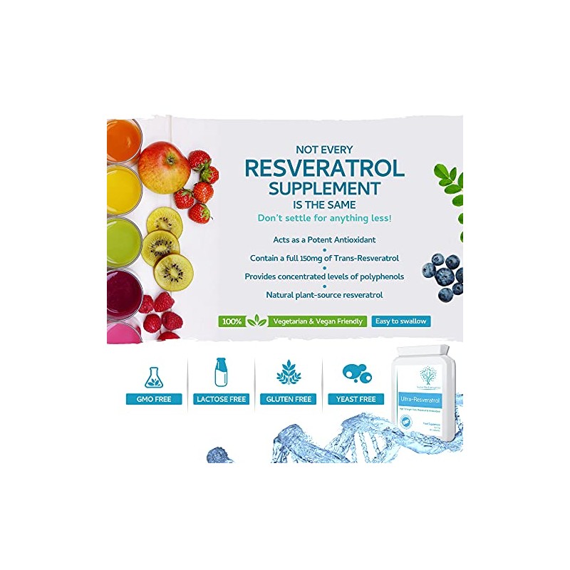Ultra-Resveratrol 150mg 90 Capsules - High Strength 150mg Trans Resveratrol