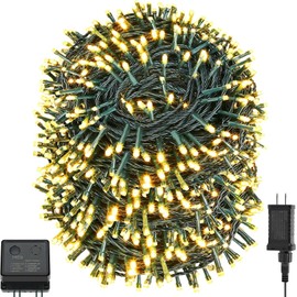 QUWIN Waterproof LED Outdoor Christmas String Lights, 279Ft 800 LED UL Certified 8 Modes with End-to-End Plug, Indoor & Outside Fairy Light for Christmas Tree, Patio, Wedding, Party (Warm White)