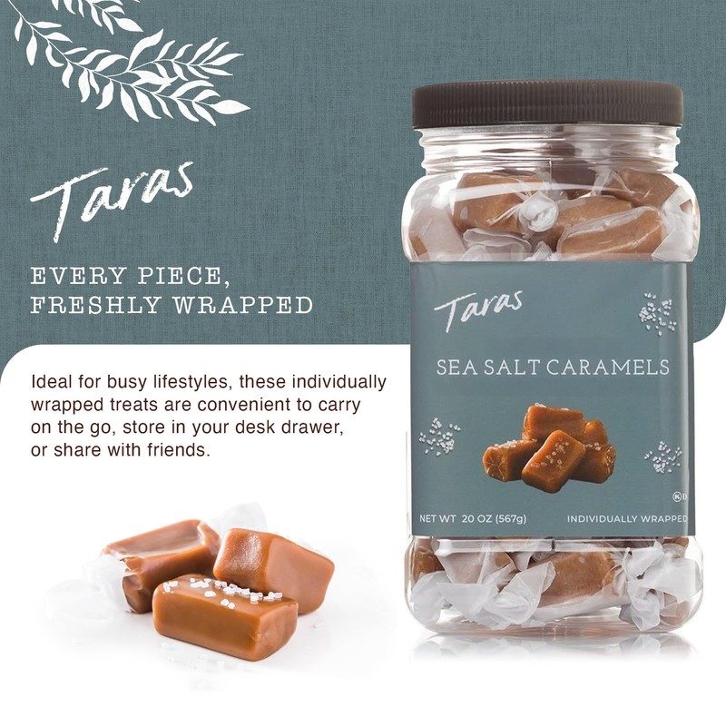 Taras Gourmet Sea Salt Caramels | All Natural Candy |