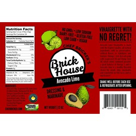 Avocado Lime - Vegan Salad Dressing & Marinade by Brick House Vinaigrettes. Keto / Paleo / Low Sodium / Low Carb / Low Sugar / Gluten Free / Dairy Free With Non-GMO Hemp Oil & Grapeseed Oil (2-pack).
