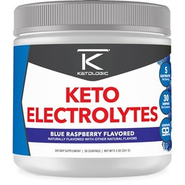Ketologic- Polvo de Electrolito Keto (Frambuesa Azul) 30 Porciones Mezcla de Bebida Hidratante Sin Azúcar con GoBHB Com                               
