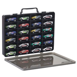 Toy Storage Case for Hot Wheels Car, for Matchbox Car, for 5 Surprise Mini Brand Series 1 2 3 4, for Mini Toy and More. - Toy Organizer with 24 Storage Compartments.(Box only),Black