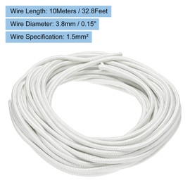 QUARKZMAN 10 Metres/32.8ft 1.5mm2 Electronic Wire, Flexible Mica Cable, Insulated 500 Degree Celsius High Temperature Braid Wire, Electrically Resistant for Lamp, Boiler, Heater, White