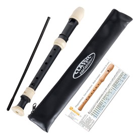 Classic Cantabile Stellina Soprano Recorder - C Soprano - Baroque Fingering - Plastic Recorder - Ideal for Beginners and Advanced Users - Bag, Wiper Rod and Fingering Chart - Black