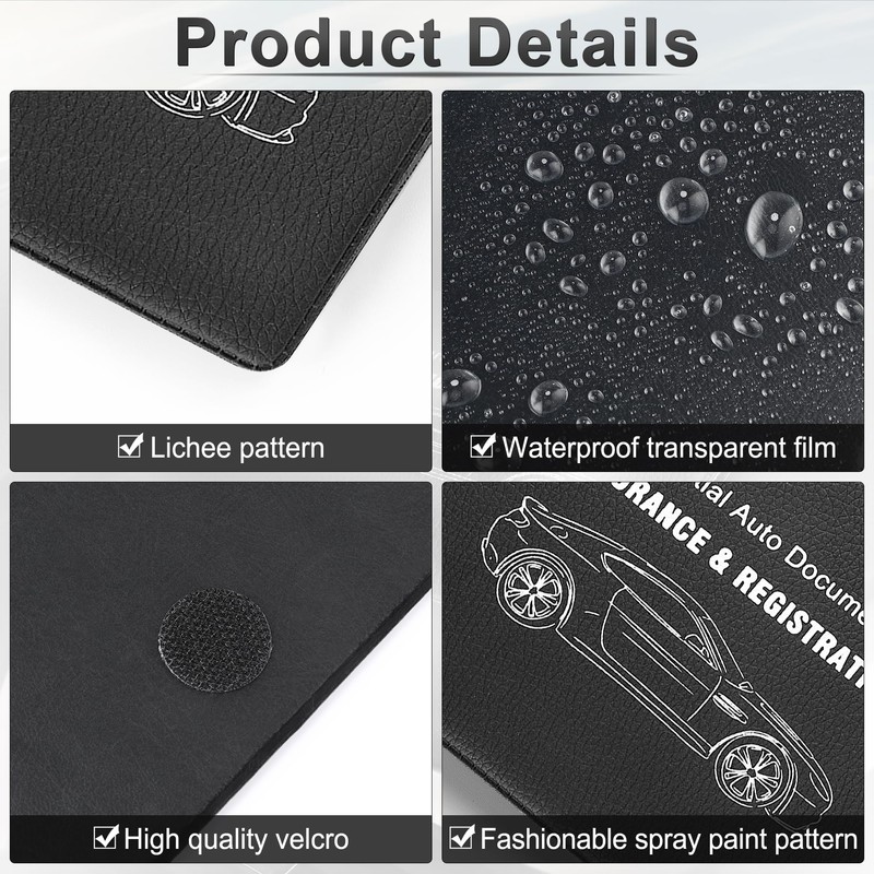 UYYE Lichee Pattern 2-Pack Documents Registration and Insurance Holder, Print
