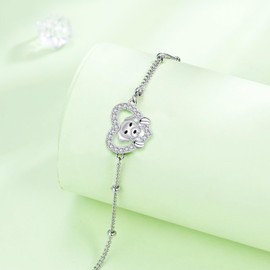 Arrebol Women's Bracelet 925 Sterling Silver with Pet Graphics Original Jewellery for Women - Adjustable [16 + 4 cm], Silver, Cubic Zirconia