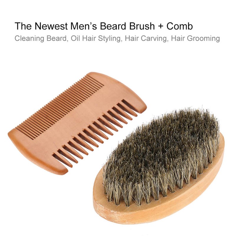 Kit de Cepillo y Peine para Bigote y Barba, Cepillo