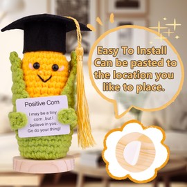 CoFuBcad 2025 Graduation Gift Emotional Support Cucumber Graduation Cap Gift, Cute Knitted Crochet Cucumber Doll with Doctoral Hat Toy with Room Decoration(A2)