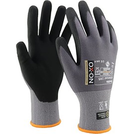 OX-ON Flexible Advanced 1905 Grey Work Gloves, Extremely Durable Safety Gloves, Secure & Precise Grip, Protective & Comfortable Nitrile Gloves, Phone Touch, Breathable Mechanic Gloves - 6pc, Size 8/M