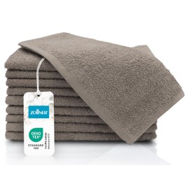 ZOLLNER Set of 10 Guest Towels, Small and Fluffy Hand Towels in 30 x 50 cm, Washable up to 60 °C, Cotton, in Fango, Hotel Quality, Oeko Tex® Certified