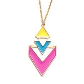 Magic Metal Triangle and Chevron Necklace Neon Geometric Shapes NH11 Statement Pendant Fashion Jewelry
