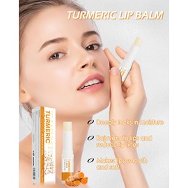 Turmeric Lip Balm, Moisturizing Natural Lip Blam for Dark Lips Treatment with Turmeric Oil, Long-Lasting Hydrating Lipstick Moisturizer Lip Exfoliator Scrub for Dry, Cracked Lip Softening& Nourishing