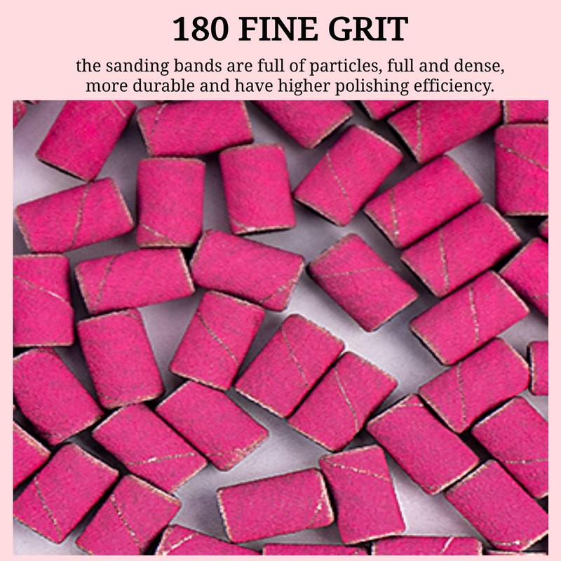 OMBRISA Sanding Bands for Nail Drill 100Pcs, 180# Grit Nail