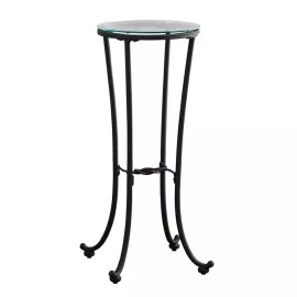 Monarch Accent Table Side End Plant Stand Round Living Room Bedroom Metal Black