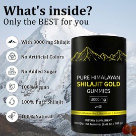 Shilajit Gummies | UltimaPeak Pure Himalayan Shilajit for Men | Lab Tested I No Added Sugar | Ashwagandha, Gokshura | Fulvic Acid & 85+ Trace Minerals for Men, Women | Non-GMO | 60 Gummy
