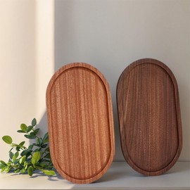 Multibey Solid Ebony Wood Tray | Mini Wooden Oval Serving Platter for Snacks, Vanity & Organizing | Small Decorative Wooden Tray for Jewelry, Keys, Coffee Table | 7.9"x4.7"