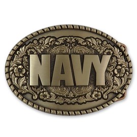 Indiana Metal Craft US NAVY Solid Brass Belt Buckle MADE IN USA (Brass)