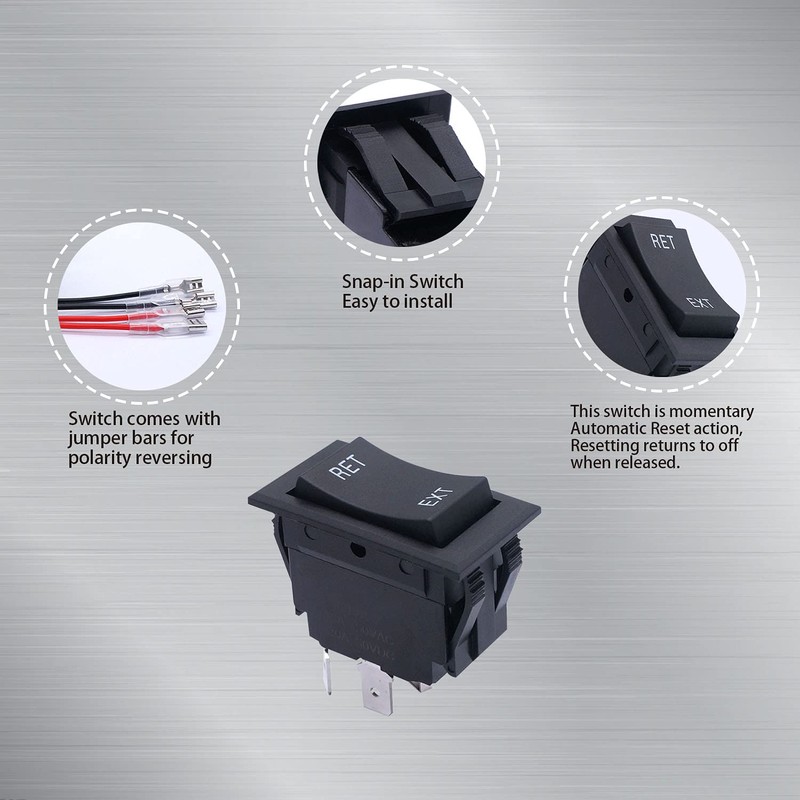 weideer 12V Reverse Polarity Switch Momentary Power Jack Rocker Switch