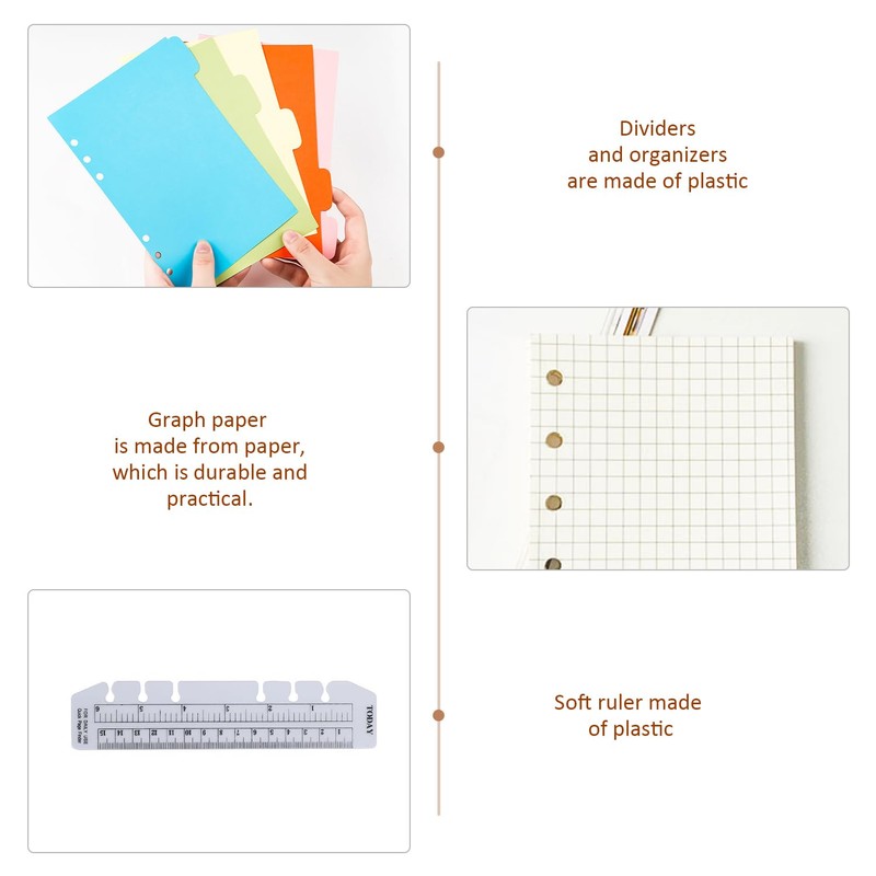 2 Dividers, 2 Storage Pockets, 2 Soft Rulers, 2 Graph