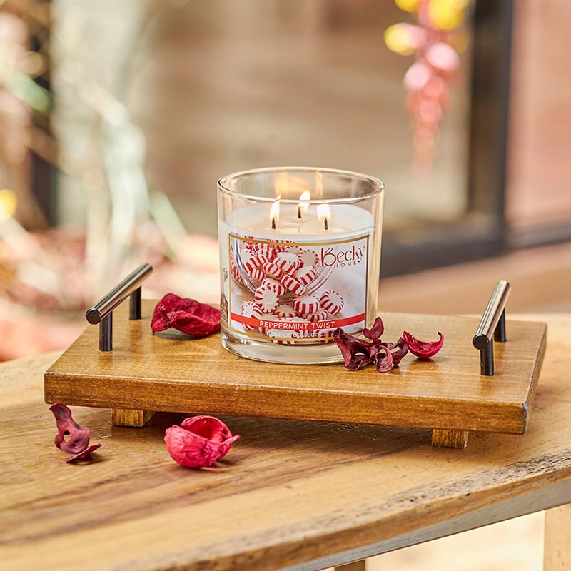 Peppermint Scented 3-wick Candle in Glass Jar | Candles for