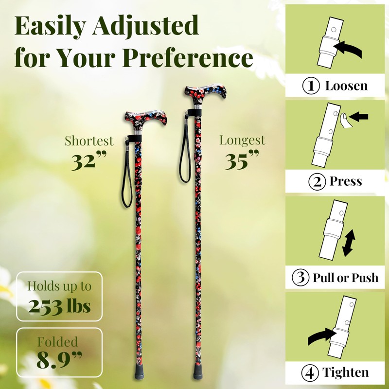 Merry Sticks Lightweight Foldable Walking Canes for Women and Men,