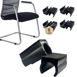 Rectangle Shaped Chair Leg Tips Caps with Felt Pads,Furniture Feet Protectors Slide Smoothly No Scratches No Noise Protect Hardwood Floors, Fit Diameter 19mm Metal Furniture Leg (Black 8Pack)