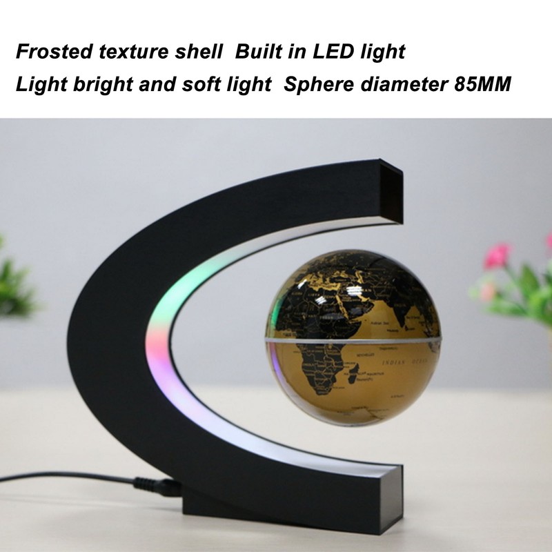 Magnetic Levitation Globe Golden Built in LED Frosted Texture C