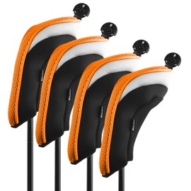 Andux Mesh Golf Hybrid Club Head Covers with Dial No. Tags 4Pcs Orange