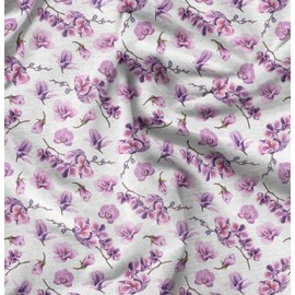 Soimoi White Cotton Voile Fabric Saucer Magnolia Floral Printed Fabric 1 metre 42 Inch Wide