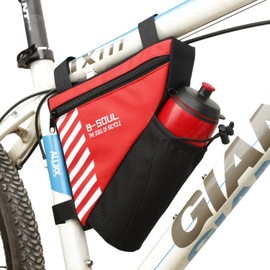 LONTG Bike Frame Bag Bike Pouch with Bottle Holder Bike Top Tube Bag MTB Triangle Bag Cycling Bag Bicycle Storage Bag Bike Repairing Tool Bag for Phone Purse Earphones Repair Tool Kit 20.5x18x5cm