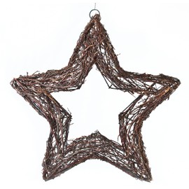 VBS Willow Star Diameter Approx. 30 cm with Hanging Eyelet Door Wreath for Crafts Christmas Decoration Willow Wreath