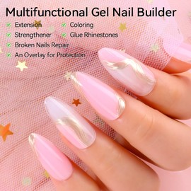 Makartt Poly Nail Gel Set - 6 Colors Nail Extension Gel Long Lasting Gel Builder Nail Enhancement Gel 15ML Each Nail Thickening Solution for Nail Art Salon DIY at Home 15ML Clear White 4 Pink Shades
