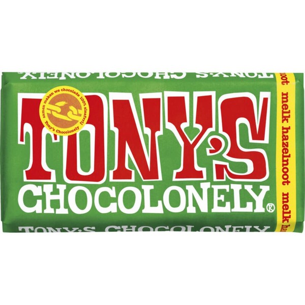 Tony's Chocolonely - Melk Hazelnoot - Barra de chocolate con leche y avellana - 180 g