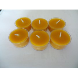 100% Pure Beeswax Tealight Candles, Package of 6